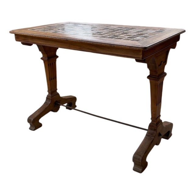 Walnut and Tiled Bistro Table, 1890 For Sale