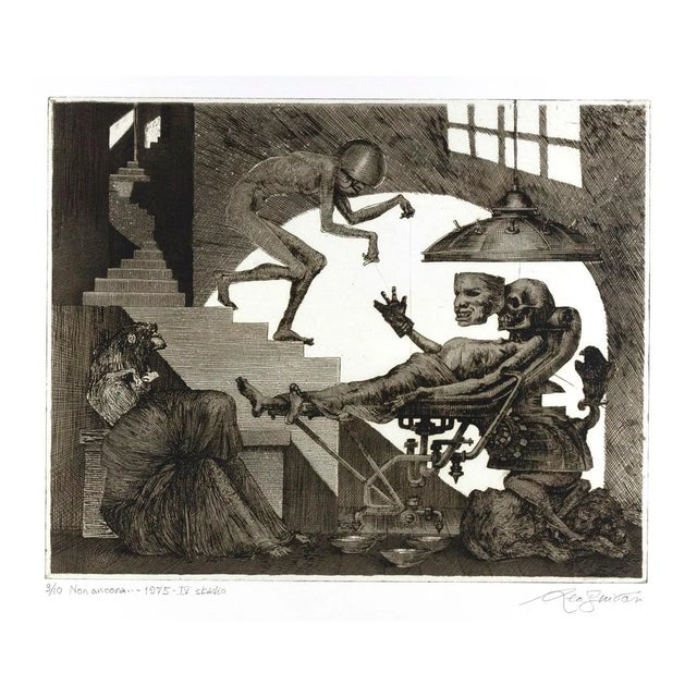 Leo Guida, Not Yet, Original Etching, 1975 For Sale