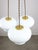 Mid-Century Italian Opaline Glass and Brass Pendant Lamp, Set of 3 For Sale - Image 10 of 18