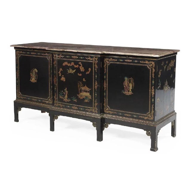 Exceptional Chinoiserie Marble Top Breakfront Sideboard For Sale - Image 12 of 12