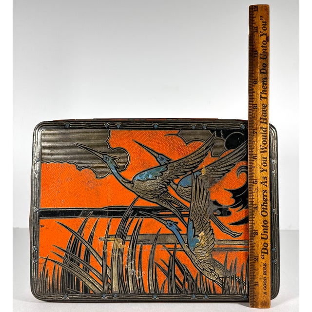 Art Deco Blue Heron Biscuit Tin For Sale - Image 15 of 17