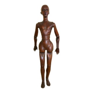 Antique Mid 19th Century Carved Wood Articulated Artists Mannequin Lay Figure Model For Sale