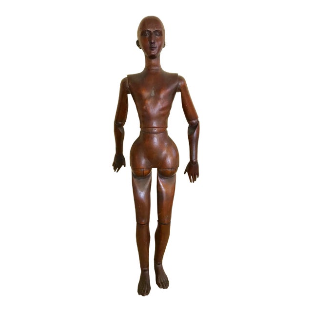 Antique Mid 19th Century Carved Wood Articulated Artists Mannequin Lay Figure Model For Sale