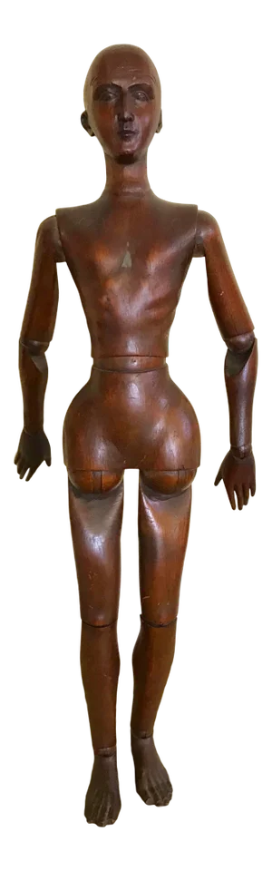 Antique Mid 19th Century Carved Wood Articulated Artists Mannequin Lay Figure Model