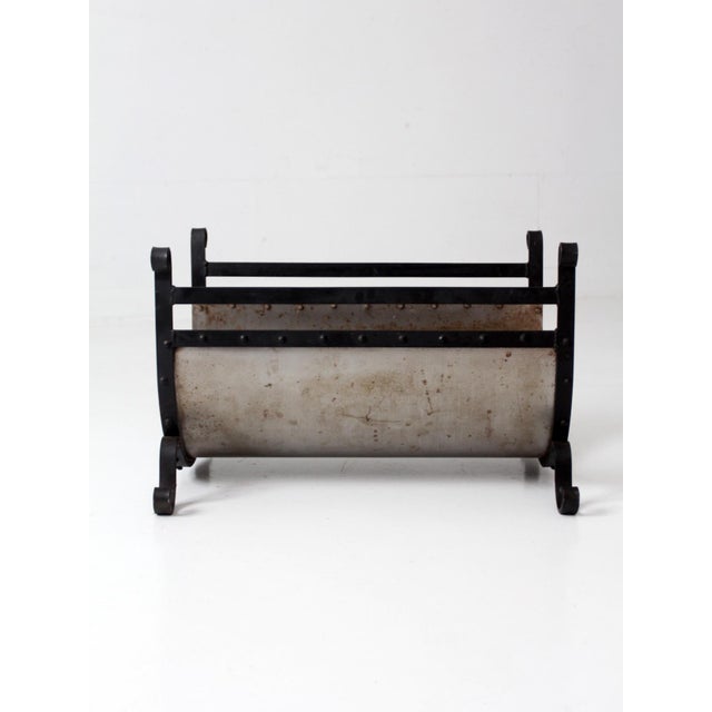 Vintage Iron and Steel Fireplace Log Holder For Sale - Image 13 of 17