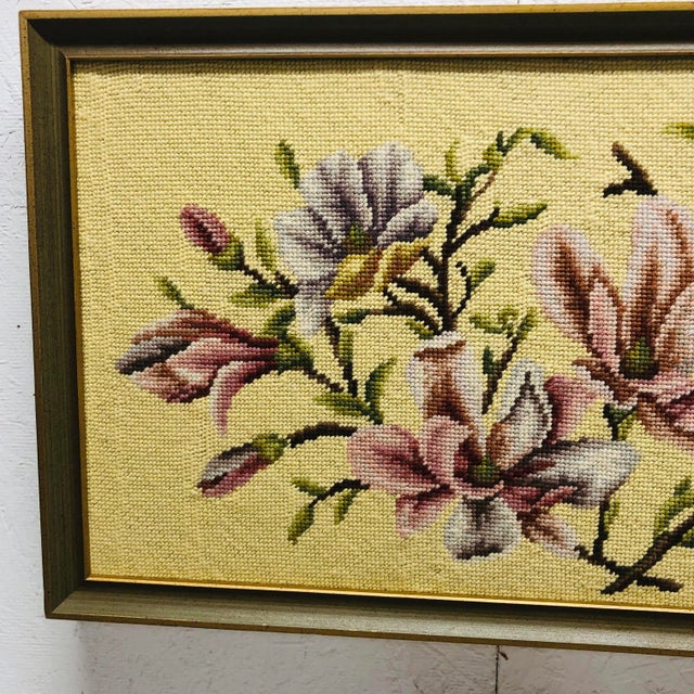Mid Century Framed Needlepoint of Lilies For Sale - Image 9 of 11