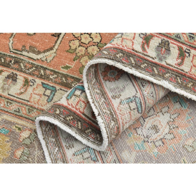 1970s Vintage Persian Handmade Wool Cotton Orange Area Rug For Sale - Image 4 of 11