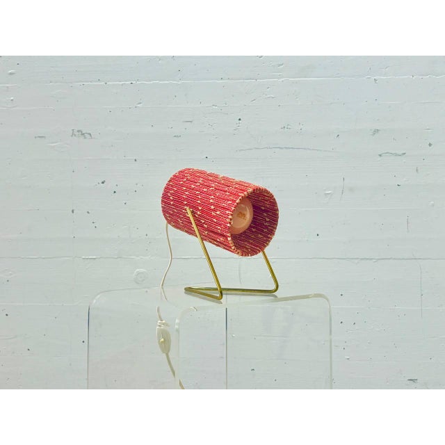 Mid-Century Modern Table Lamp with Fabric Shade and Brass Frame, 1960s For Sale - Image 3 of 16