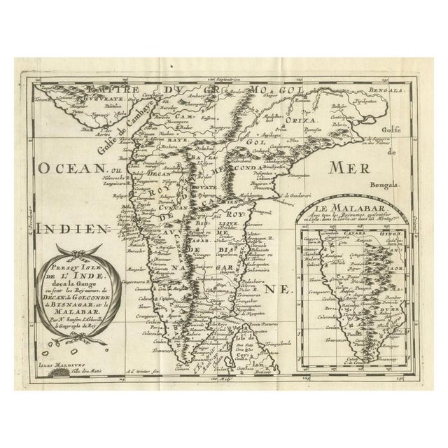 Southern India Map by Nicolas Sanson, 1683 For Sale - Image 10 of 10