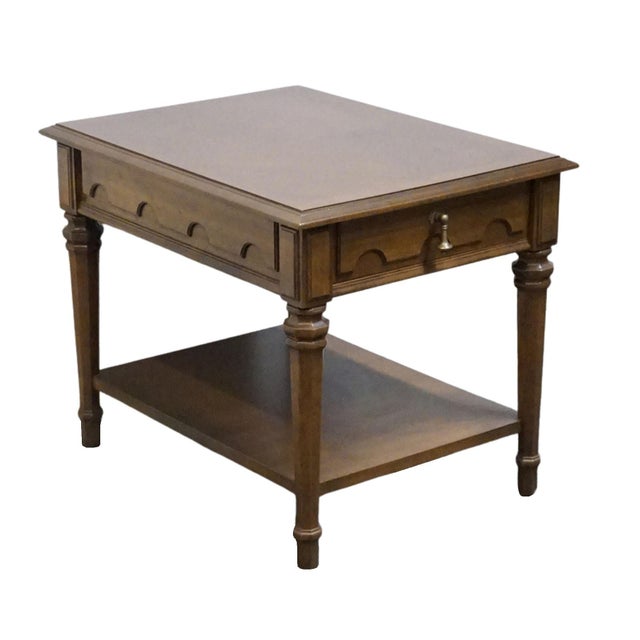 Drexel Drexel Furniture Bookmatched Walnut Italian Mediterranean Style 20" Accent End Table For Sale - Image 4 of 12