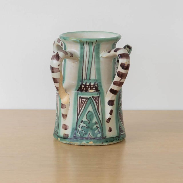 1960s 1960s Spanish Ceramic Painted Pitcher by Domingo Punter, Signed For Sale - Image 5 of 12
