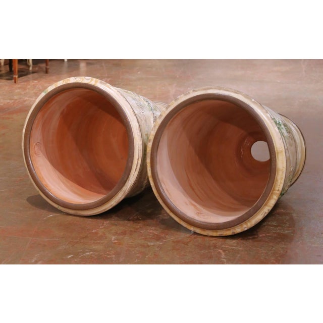 Pair of French Antiqued Anduze Terracotta Garden Vases From Terre Figuière For Sale - Image 11 of 14