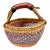 Vintage African Bolga Basket – Handwoven Ghana Market Basket With Leather Wrapped Handle For Sale