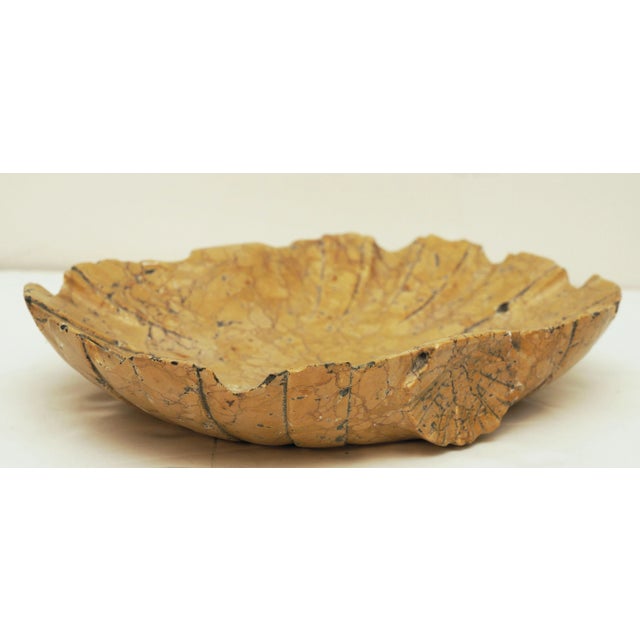 Italian Italian Font Tray or Bowl of Carved Siena Marble With Shell Design For Sale - Image 3 of 10