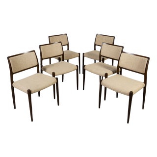 Model 80 Dining Chairs by Niels Otto Møller for J. L. Møllers Møbelfabrik, Denmark, 1960s, Set of 6 For Sale
