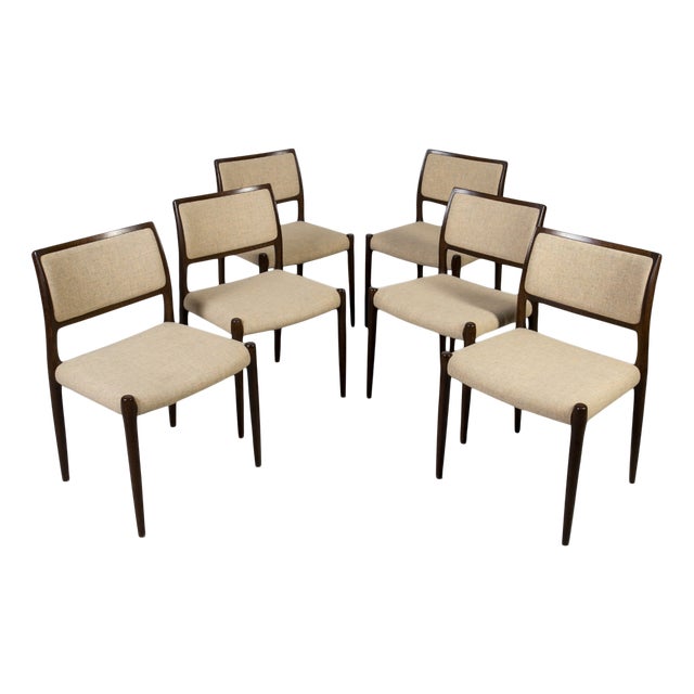 Model 80 Dining Chairs by Niels Otto Møller for J. L. Møllers Møbelfabrik, Denmark, 1960s, Set of 6 For Sale
