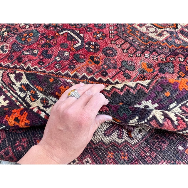 Red Qashqai Tribal Hand-Knotted Wool Rug - 6'6" X 8'1" For Sale - Image 14 of 15