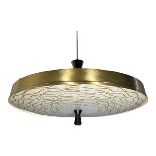 Classic 50s Pendant With Murano Glass Shade For Sale
