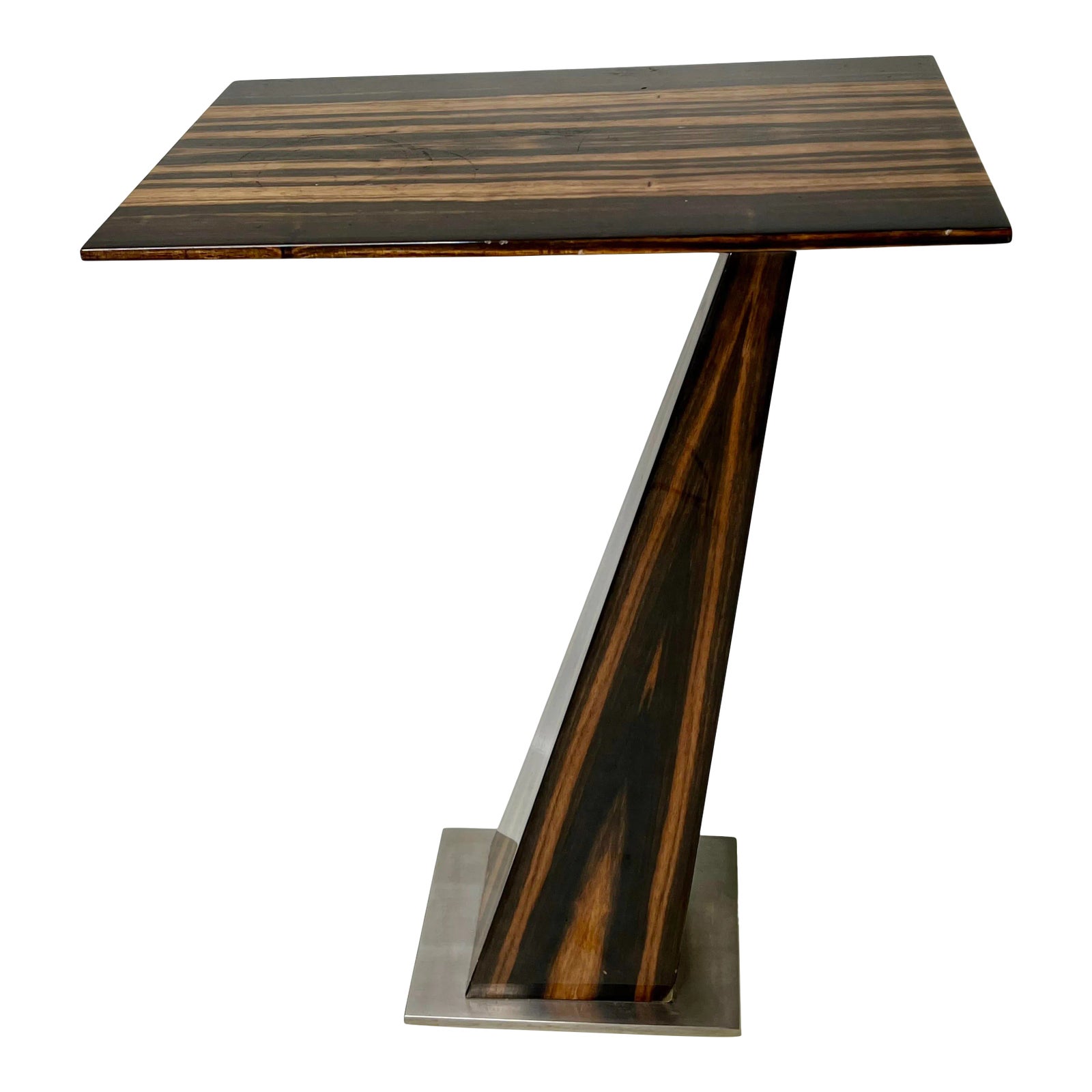 Marbello Design MidCentury Modern Style Zebra Wood Side Table Chairish