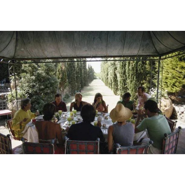 Lunch With Lili 1973 Lunch at Marchesa Lili Gerini’s home, Santa Liberata, in Porto Ercole, August 1973. (Photo by Slim...