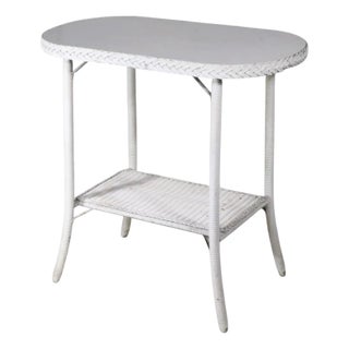 Vintage Oval White Wicker Table Att. To Lloyd Loom C 1930/50's For Sale