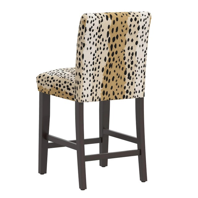 Spritely Home Chelsea Counter Stool in Caramel Linen Leopard For Sale - Image 4 of 8