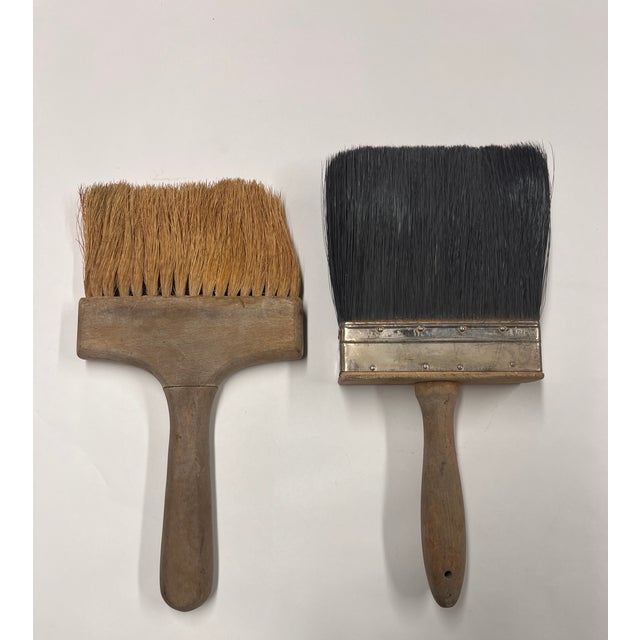 Wonderful set of vintage brushes for display -- one for professional painting and one for wall paper. 1940s.