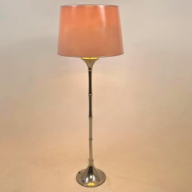 Vintage ML1F Bamboo Floor Light in Chrome by Ingo Maurer for Design M, 1960s, in Very Good conditions. Designed 1960 to...