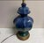 A wonderful drip glaze Asian Modern ceramic table lamp in Shades of turquoise and green. 24”H to top of socket x 10”W....