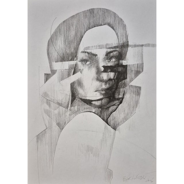 Rafal Kolinski, Faces, Portrait, 2026, Ink Drawing on Paper For Sale - Image 3 of 8