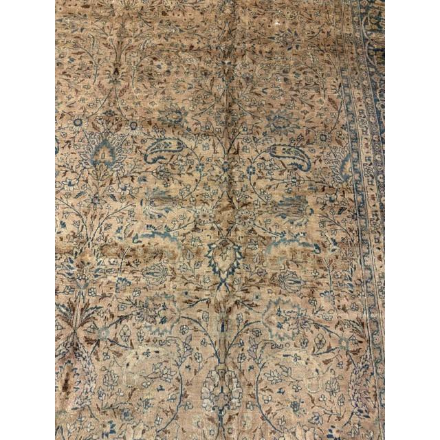 Persian 1900s Antique Beige Field Floral Mashad Gallery Rug For Sale - Image 3 of 6