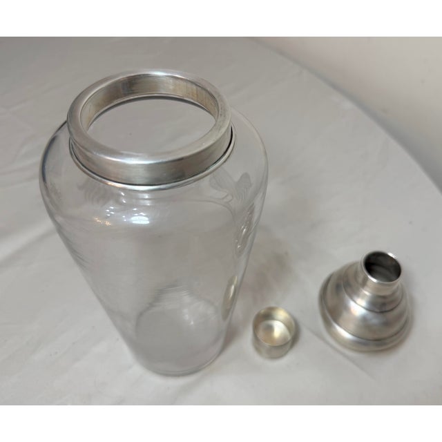 Antique Handmade Sterling Silver Etched Crystal Hawkes Rooster Cocktail Shaker For Sale - Image 14 of 16