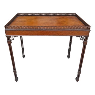 Late 19th Century English Mahogany Chinese Chippendale Silver Table For Sale