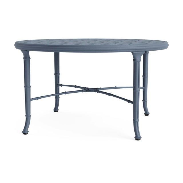 Brown Jordan Calcutta 36" Round Cast Top Chat Table in Sapphire For Sale