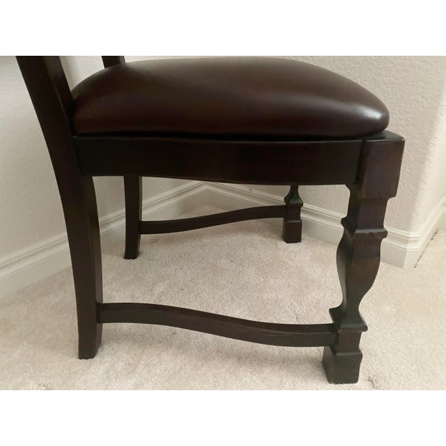 Spanish Vintage South Cone Trading Company Tall Back Leather and Wood Chair Spanish Colonial Western Style Mint Condition. For Sale - Image 3 of 14