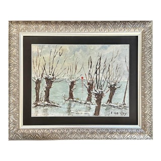 Antique French Winter Forest Painting For Sale