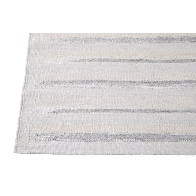 2010s 21st-Century Modern Swedish Style Ivory Wool Rug For Sale - Image 5 of 13