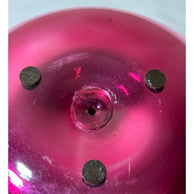 Large Mid Century Fuchsia Pink Mercury Glass Bowl Style of Luis Barragan For Sale - Image 9 of 12