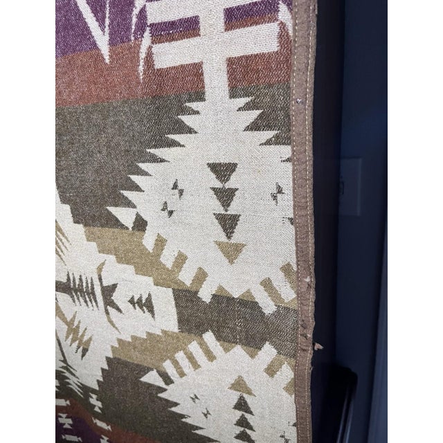 Native American Art Oregon City Woolen Mills Indian Trade Blanket Antique 1920's Pac-Man Pattern Wow For Sale - Image 4 of 12