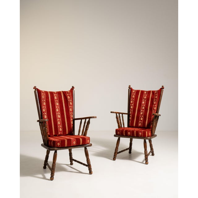 Pair of Dutch Oak Upholstered Armchairs, Antique, France, Circa 1970 For Sale - Image 12 of 13