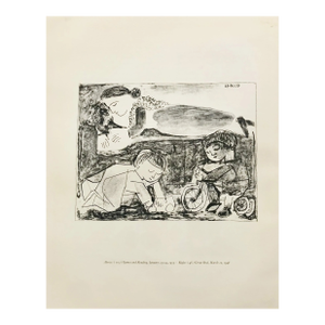 1959 Picasso Lithograph Games and Reading