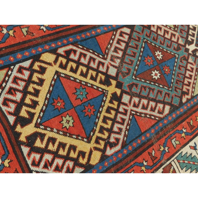 1920s Antique Handcrafted Caucasian Rug. 3'7"x 7' For Sale - Image 4 of 13