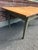 Vintage Farmhouse French Style Table with painted base and legs with wood table top. This is a vintage used table with...