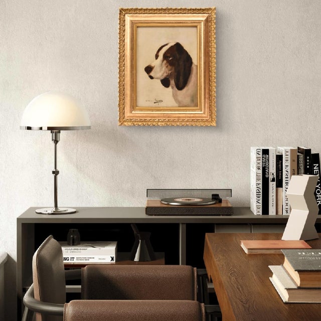 The Old Master Paintings Dog Portraits category features an oil painting on canvas depicting a hunting dog, executed with...