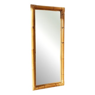 Wall Mirror in Bamboo and Wood, Italy, 1940s For Sale