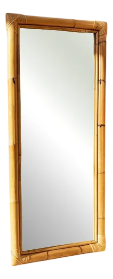 Wall Mirror in Bamboo and Wood, Italy, 1940s