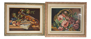 Vintage Wool Embroidery Artworks, 1980s, Set of 2