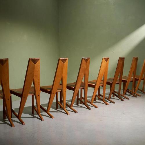 Dining Chairs by Søren Nissen and Ebbe Gehl for Seltz, France, 1980s, Set of 10 For Sale - Image 4 of 12