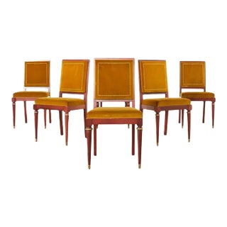 Set of Six Napoleonic Empire Style Bronze Mounted Dining Chairs For Sale