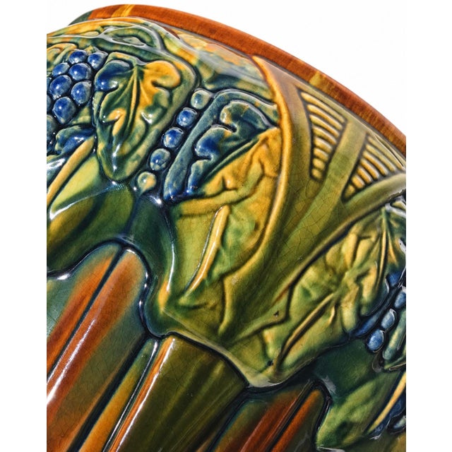 1920s Arts & Crafts Brush McCoy Pottery #224 Blended Grapes Nuglaze Jardinere Vase For Sale - Image 11 of 11
